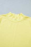 Yellow Solid Color High Neck Cap Sleeve Loose Top