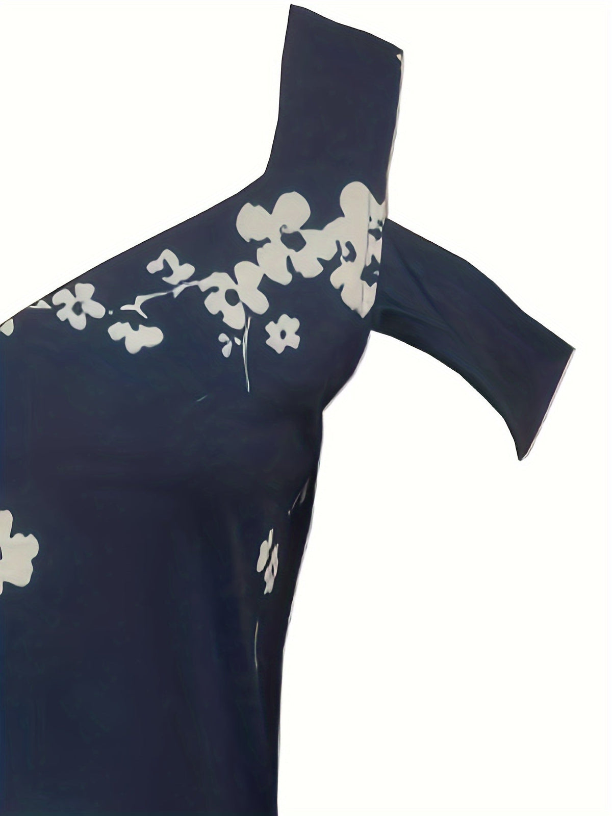Chic Blossom Cold-Shoulder Dress, Effortless V-Neck Fit, Short Sleeves, Perfect for Casual Outings