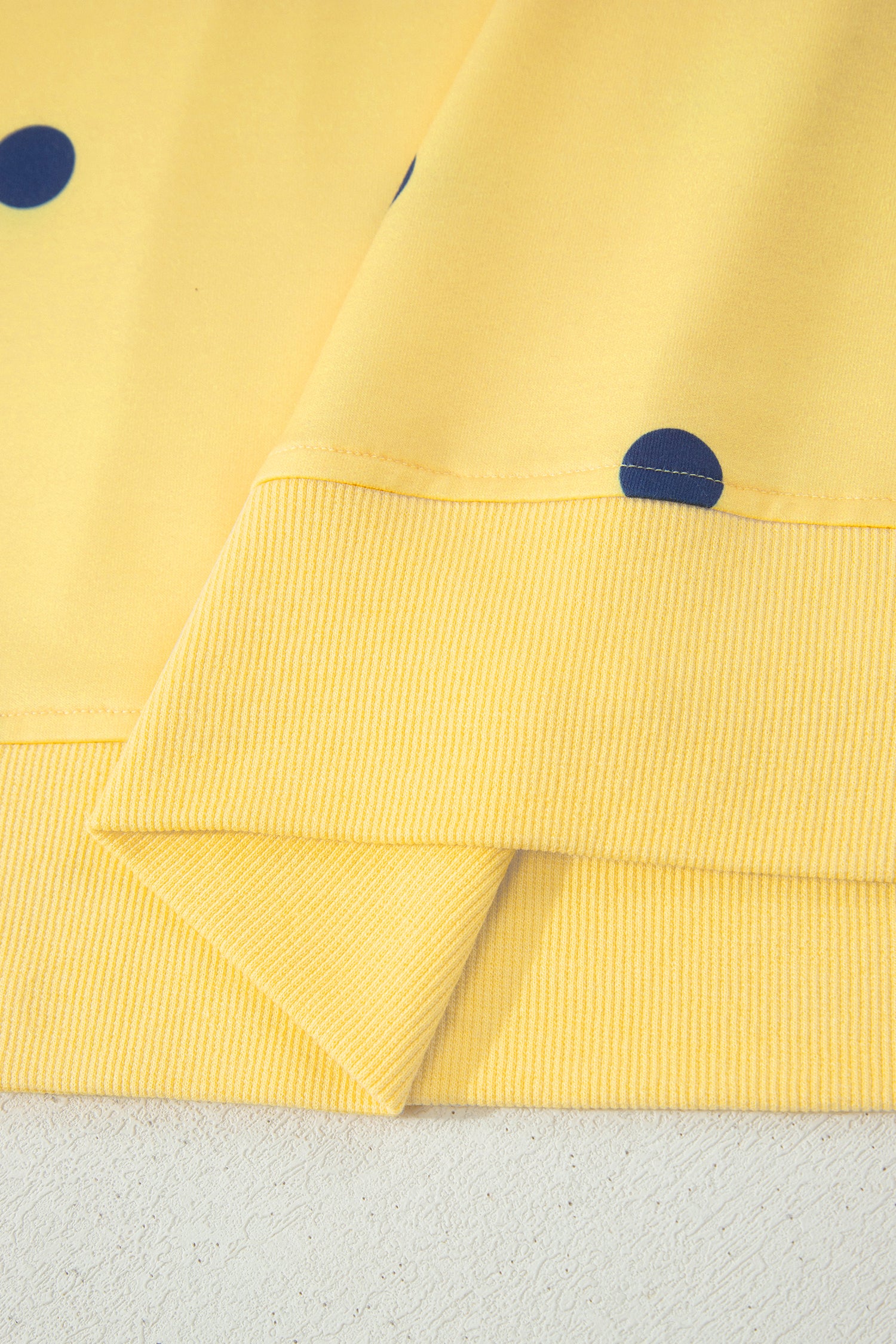 Yellow Polka Dot Print Crossed Seam Detail Oversize Tee