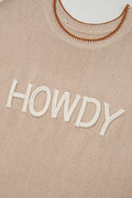 Parchment Contrast Trim Short Sleeve Knit HOWDY Western Sweater