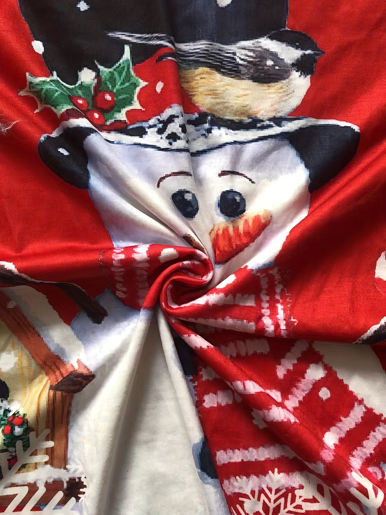 Snowman & Snowflake Print Sweatshirt, Casual Long Sleeve Crew Neck Sweatshirt