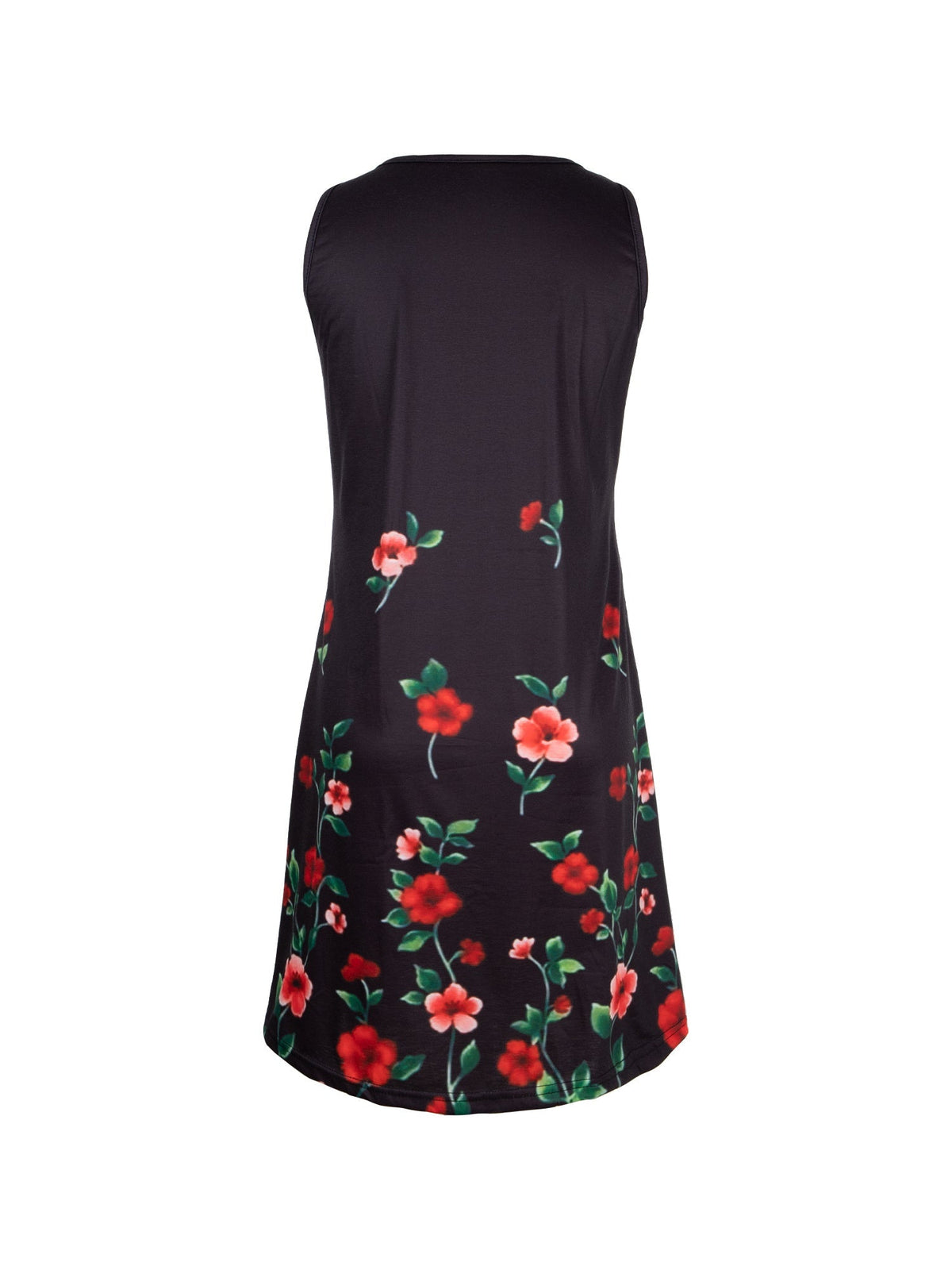 Floral Print Sleeveless Crew Neck Dress, Party Bodycon Loose Stylish Dress