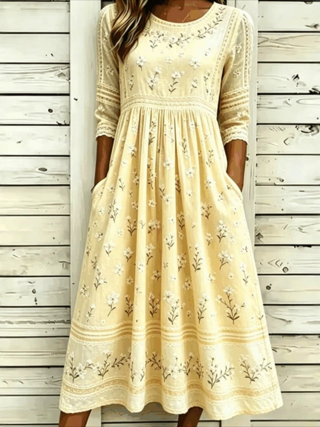 Printing Boho Regular Fit Crew Neck Dress