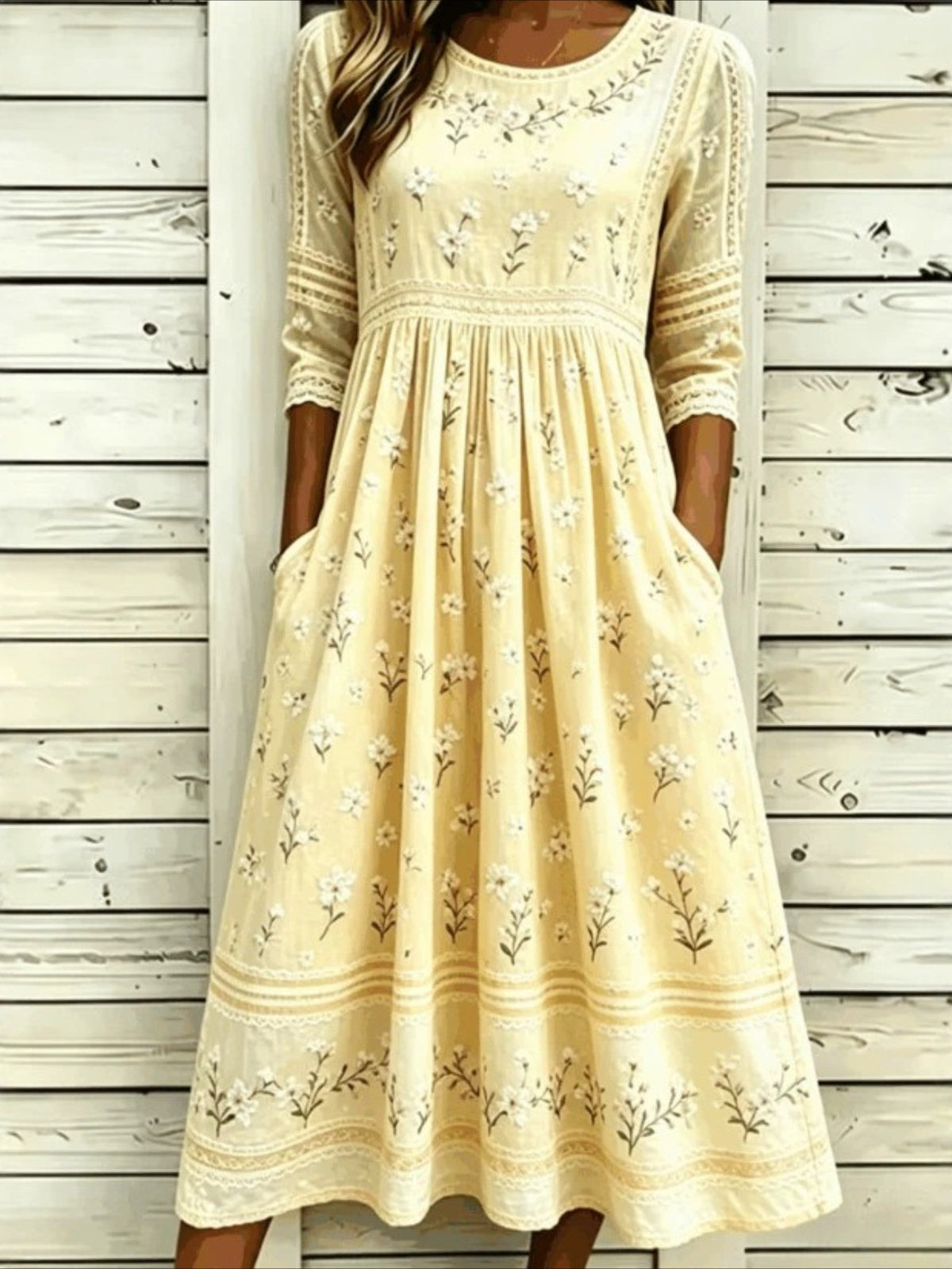 Printing Boho Regular Fit Crew Neck Dress