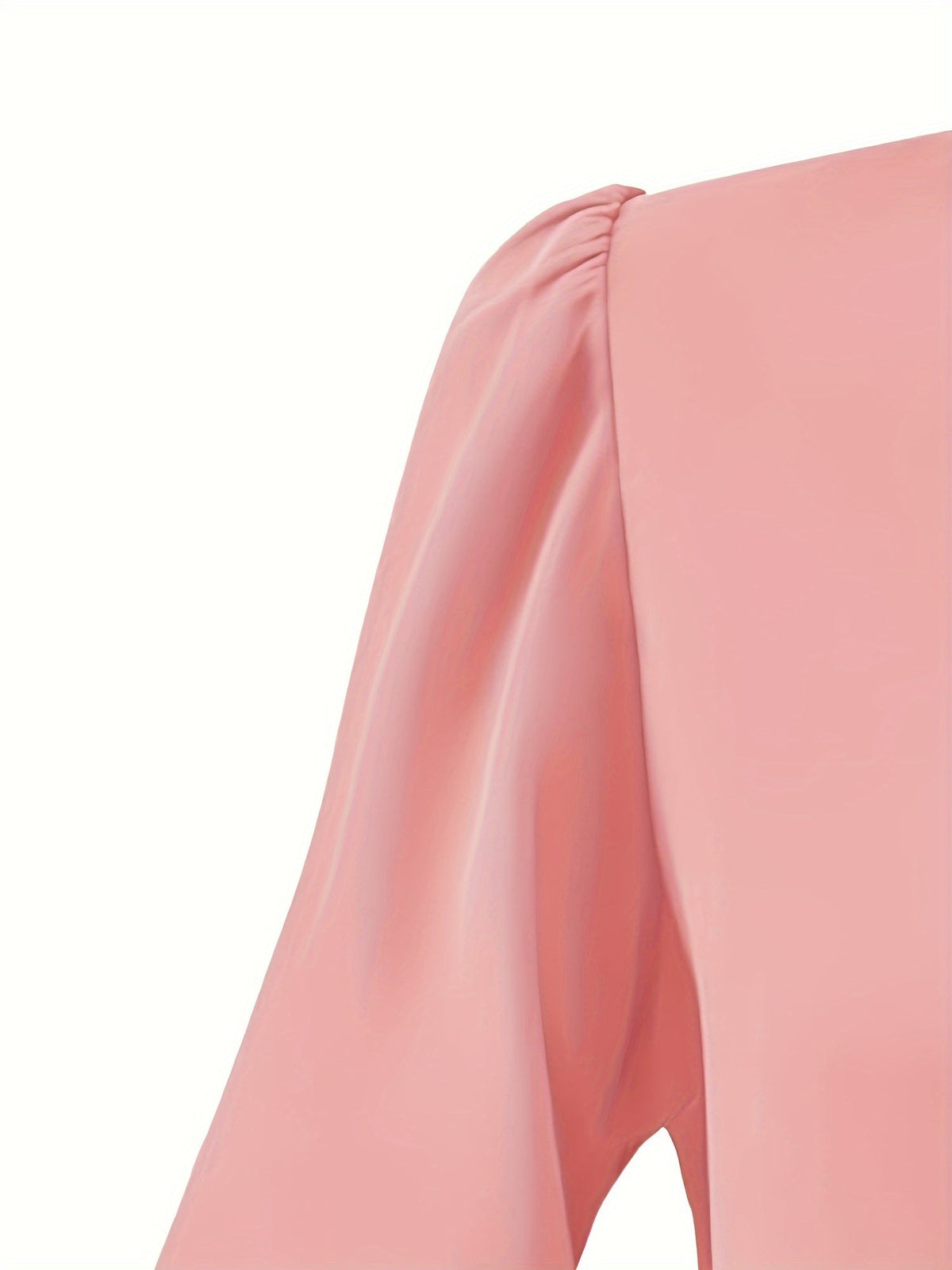 Solid V Neck Simple Blouse, Elegant Long Sleeve Ruched Blouse