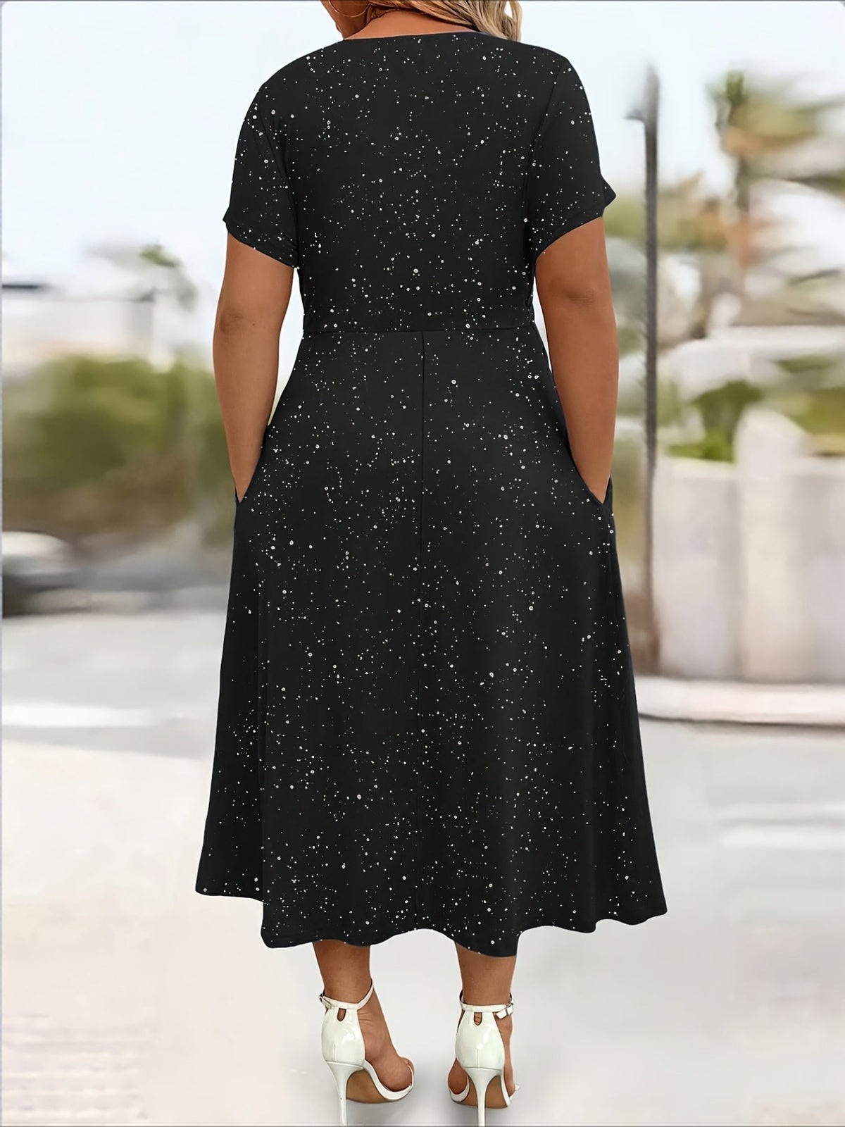 Elegant V-Neck Flattering Fit with Pocket Dress