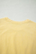 Yellow Cream Solid Color Washed Sleeveless Top Split Skort Cotton 2pcs Outfit
