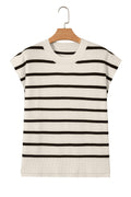 White Side Slits Crewneck Short Sleeve Sweater Tee
