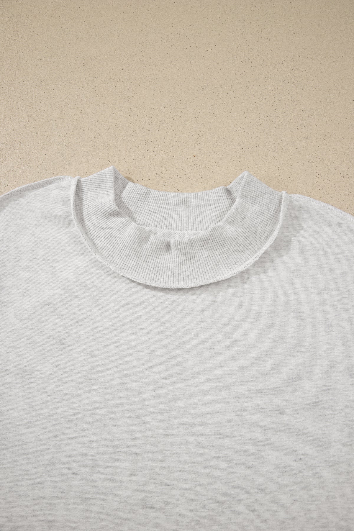 Light Grey Exposed Seam Detail Mock Neck Tee