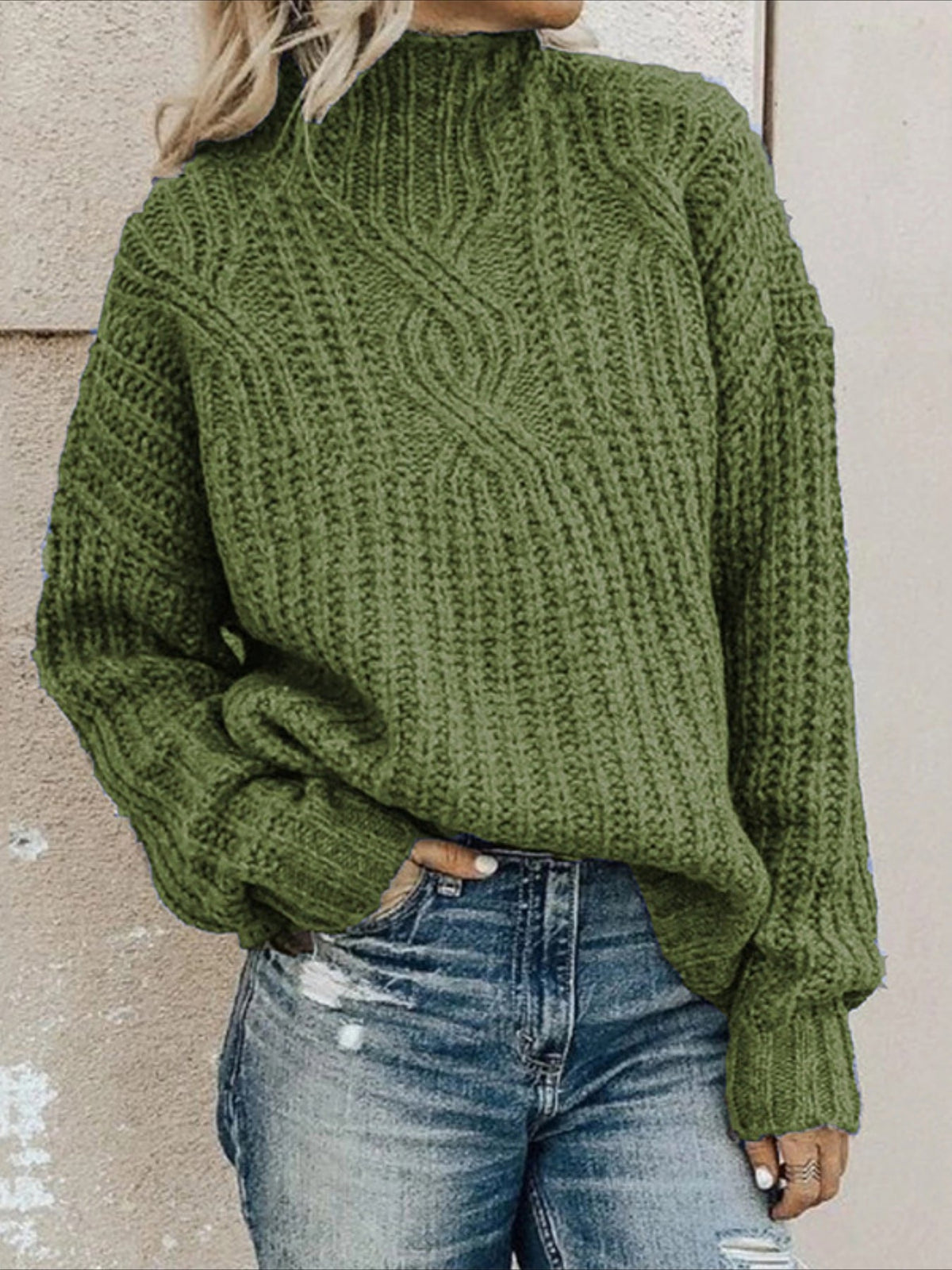 Plain Casual Balloon Sleeve Long Sleeve Sweater