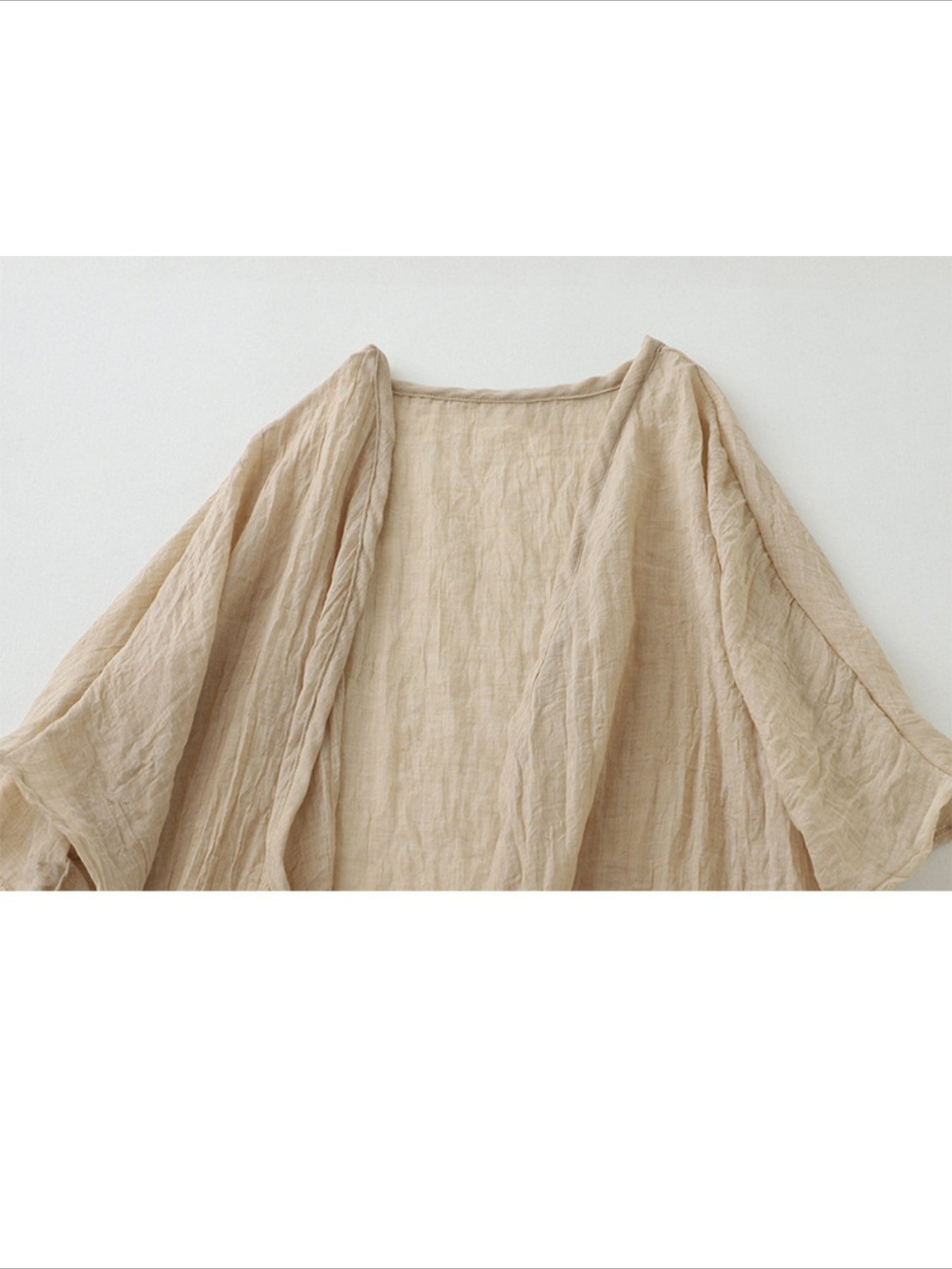 Long Loose Fit Casual Front Opening Short Sleeved and Linen Cover Lightweight and Linen Cardigan