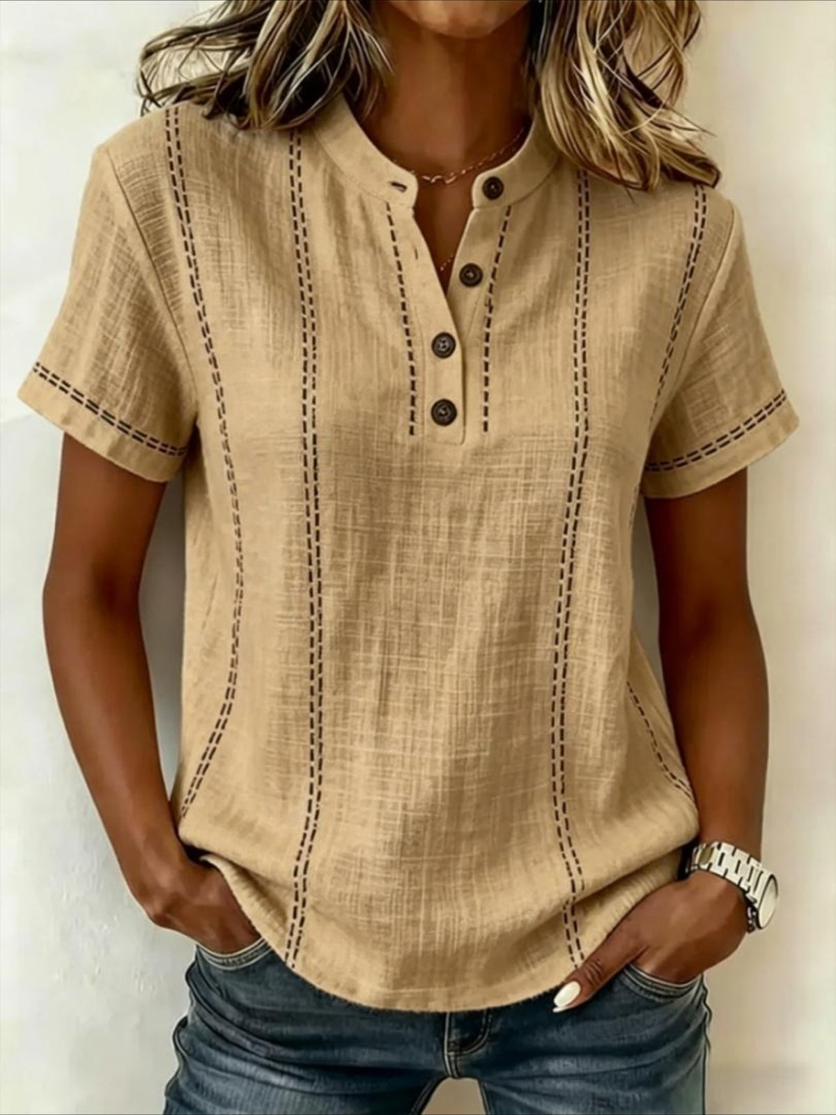 Short Sleeve Plain Regular Loose Shirt