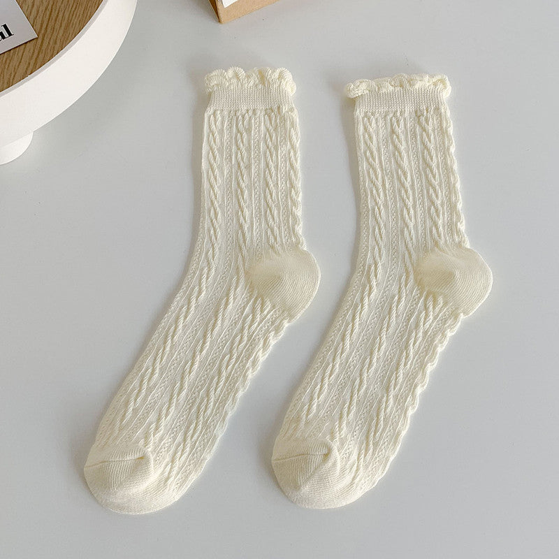 Women's Twist Texture Mid Tube Socks