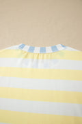 Yellow Stripe Exposed Seam Contrast Patchwork Oversized Top