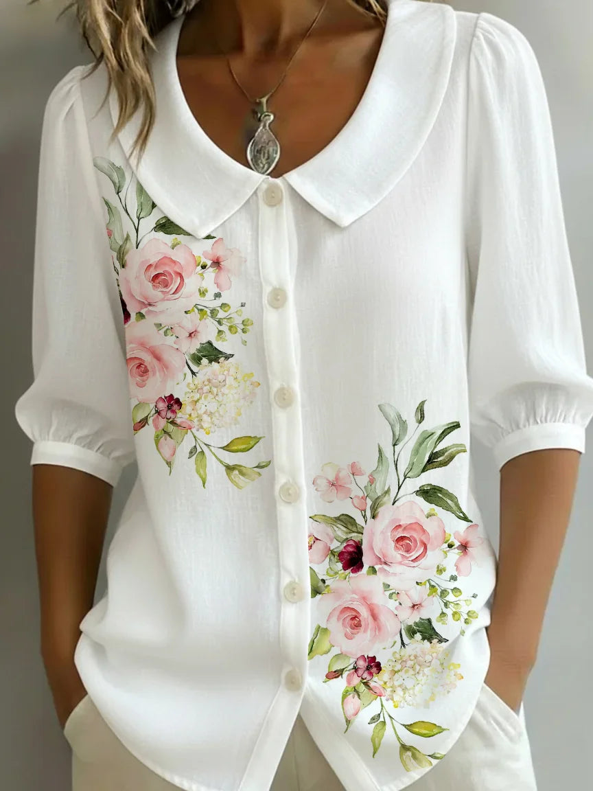 Crew Neck Short Sleeve Patterns Regular Loose Shirt