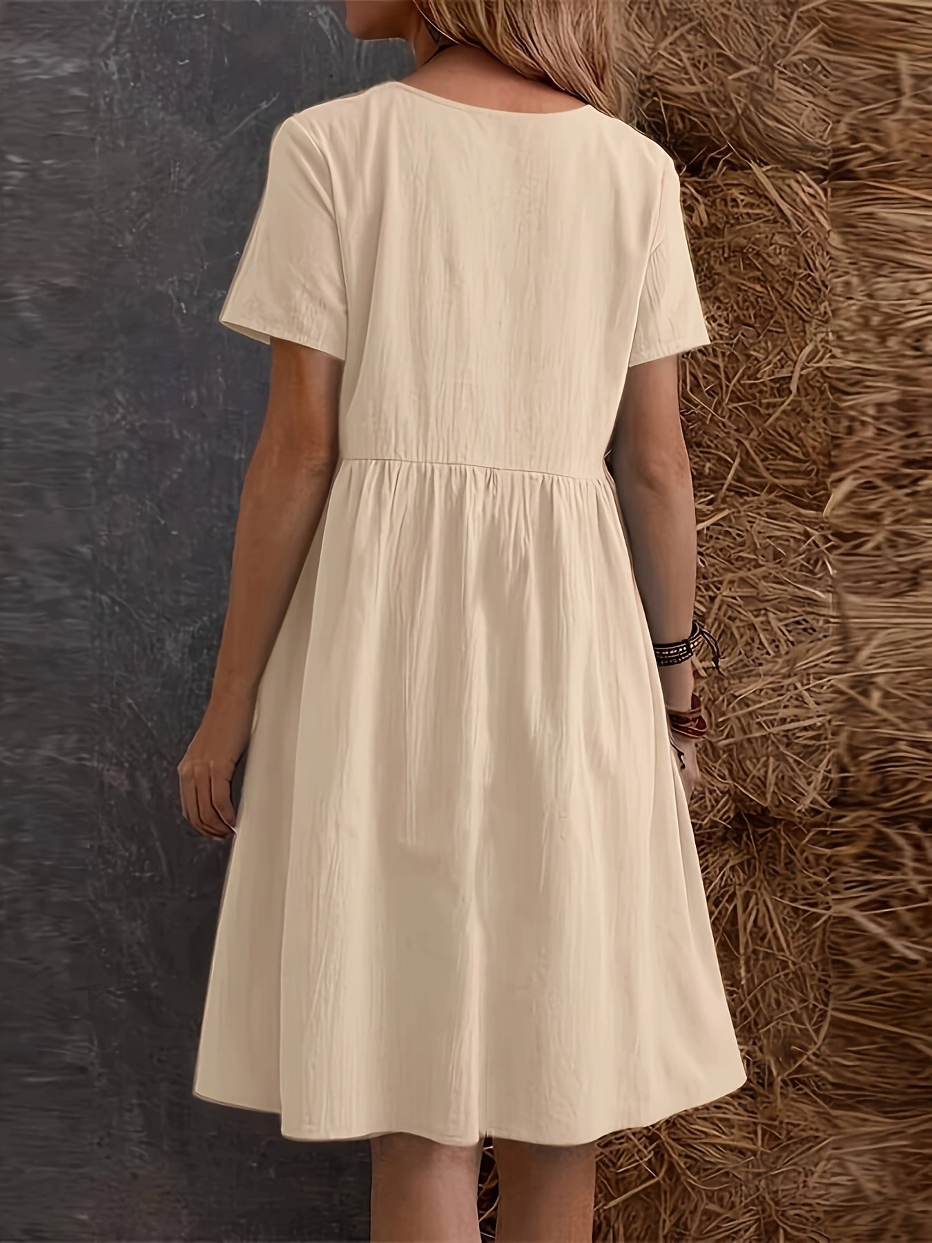 Women's Casual Short Sleeve Dress with Pockets