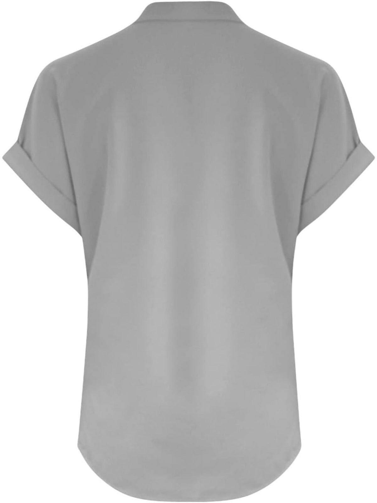 Solid Color V Neck Short Sleeve Button Down T Shirts
