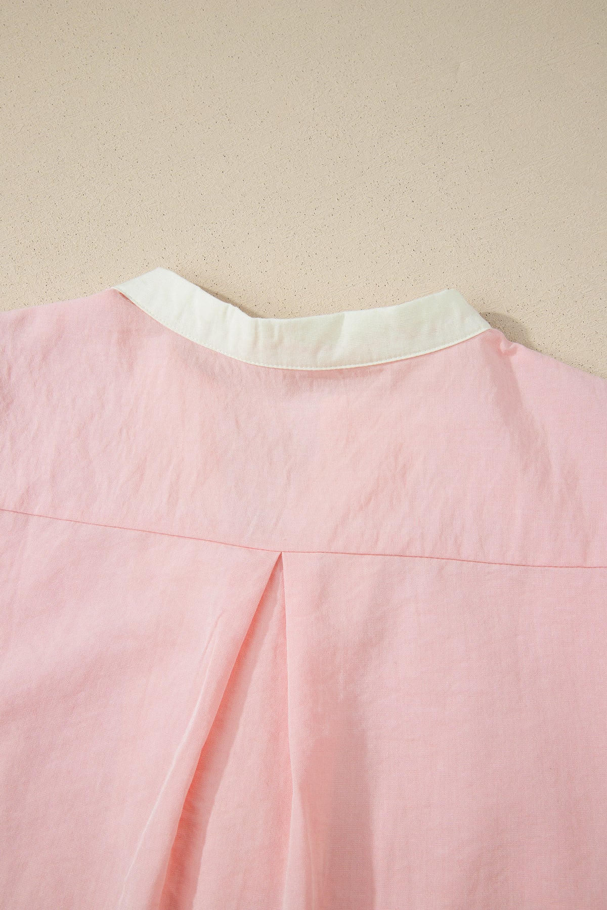 Light Pink Scallop Color Block Trim Puff Sleeve Mini Dress