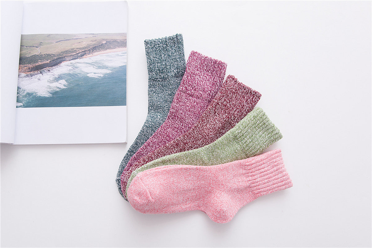 2/5 Pairs Thick Knit Warm Socks, Soft & Comfy Mid Tube Socks