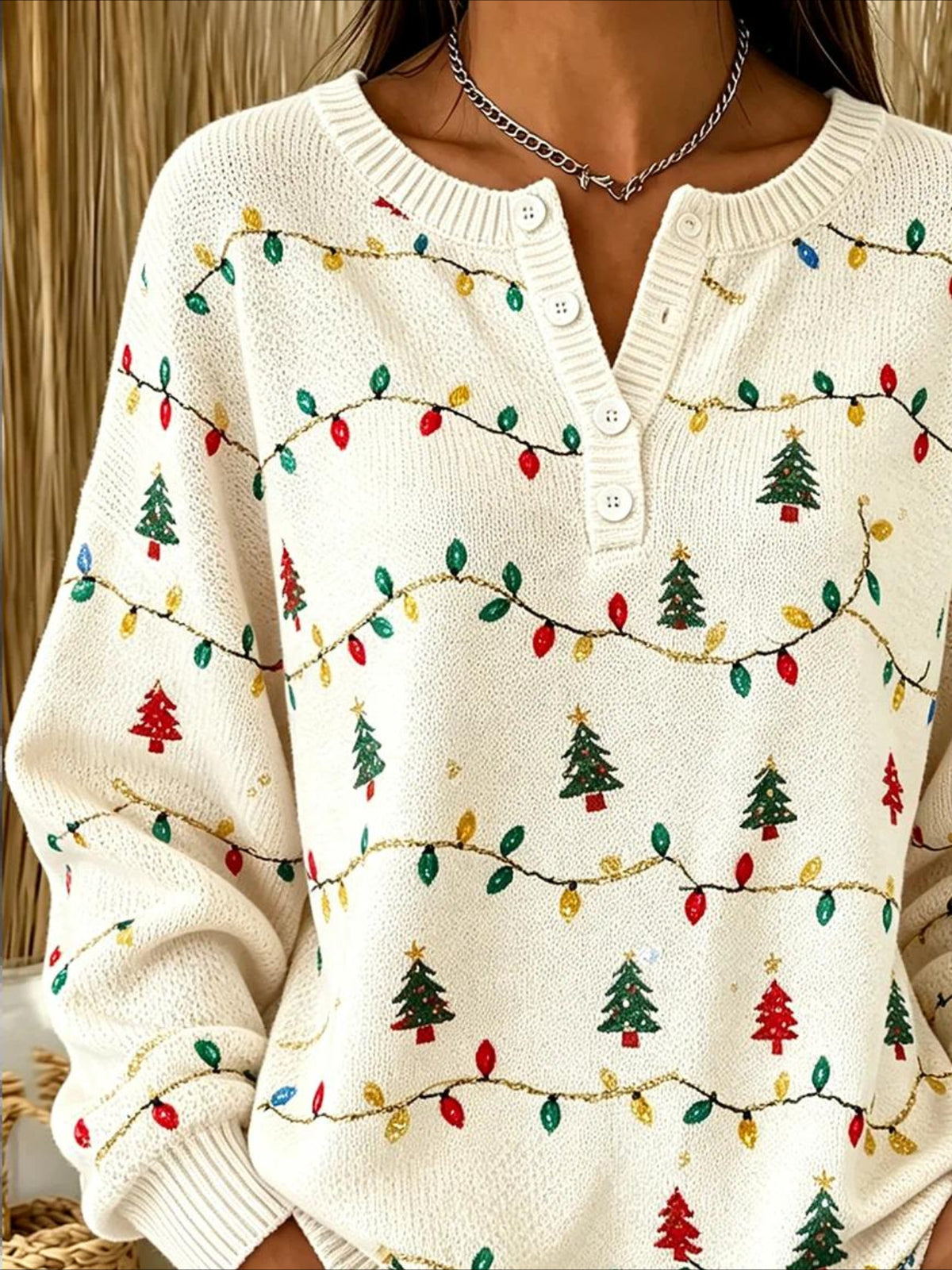 Christmas Printing Long Sleeve Regular Sweatshirt