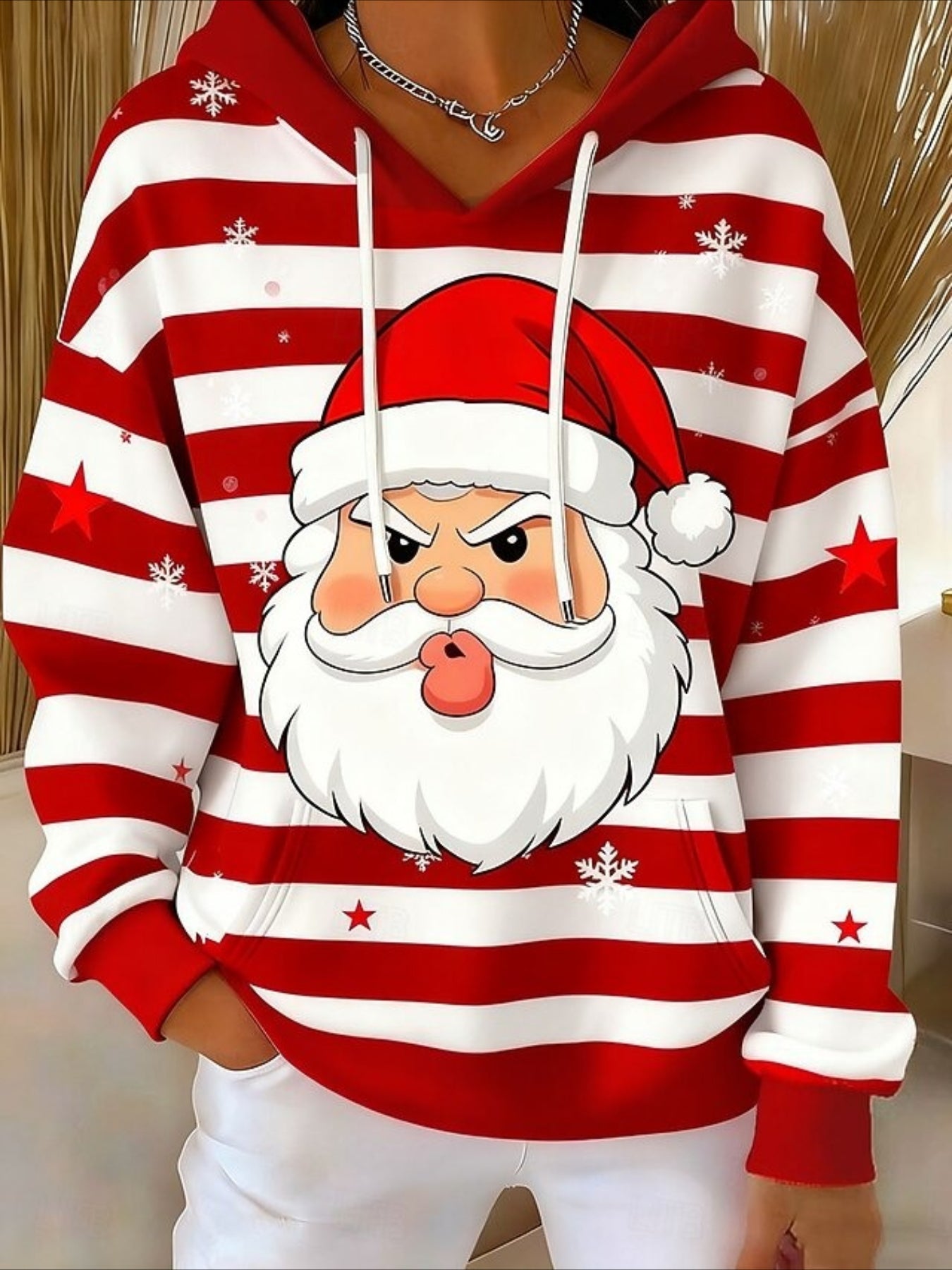 Christmas Grid Pullover Hoodie Sweatshirt