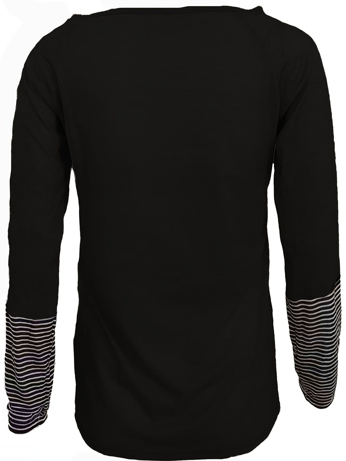 Stiped Button T-Shirt, Crew Neck Long Sleeve T-Shirt, Casual Every Day Tops