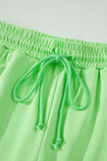 Light Green Lace Patchwork Half Sleeve Top Elastic Waist Pants Two Piece Set