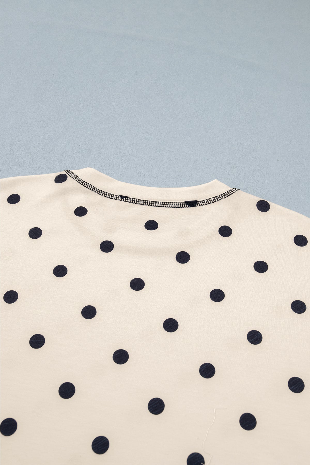 White Polka Dot Short Sleeve Loose Top Drawstring Shorts Set