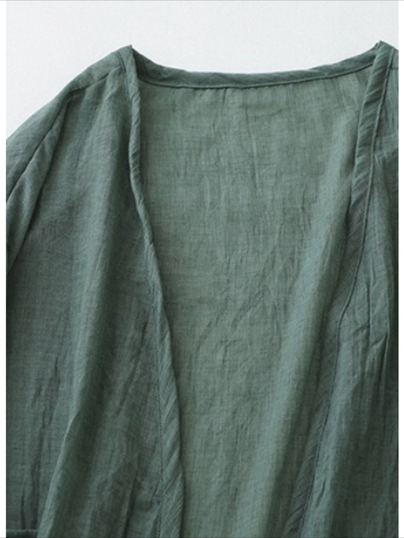 Long Loose Fit Casual Front Opening Short Sleeved and Linen Cover Lightweight and Linen Cardigan