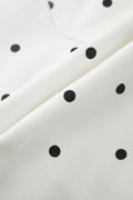 White Polka Dot Print Embroidered Scallop Hem Shorts