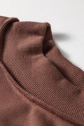 Coffee Oversize Drop Shoulder Reversible Mock Neck Sweatshirt