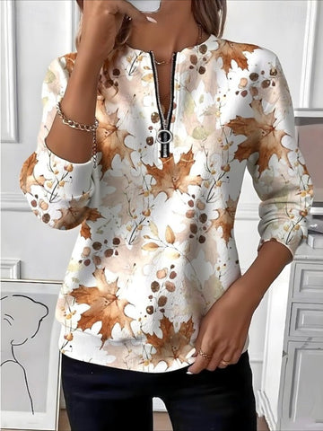 Graphic Design Long Sleeve Center Front Zip Sweatshirt