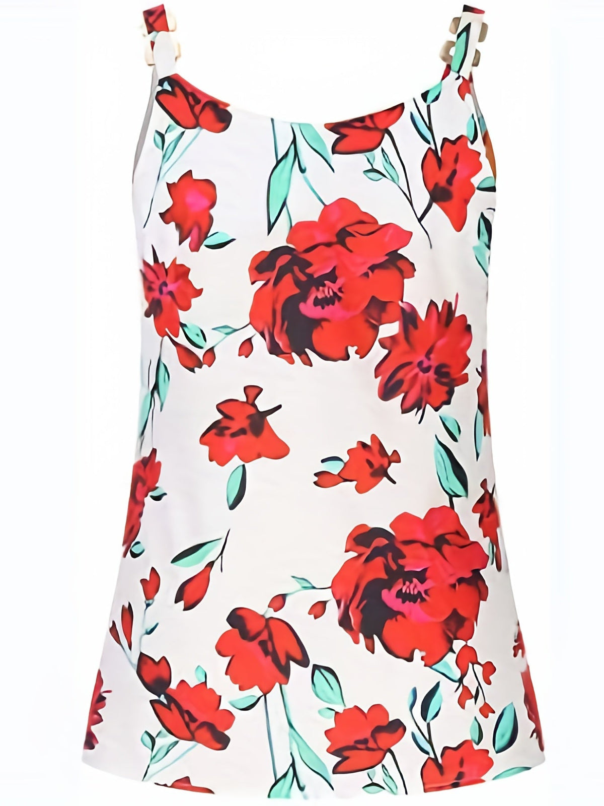 Vintage Floral Print Vest, Casual V Neck Sleeveless Chain Tank Tops