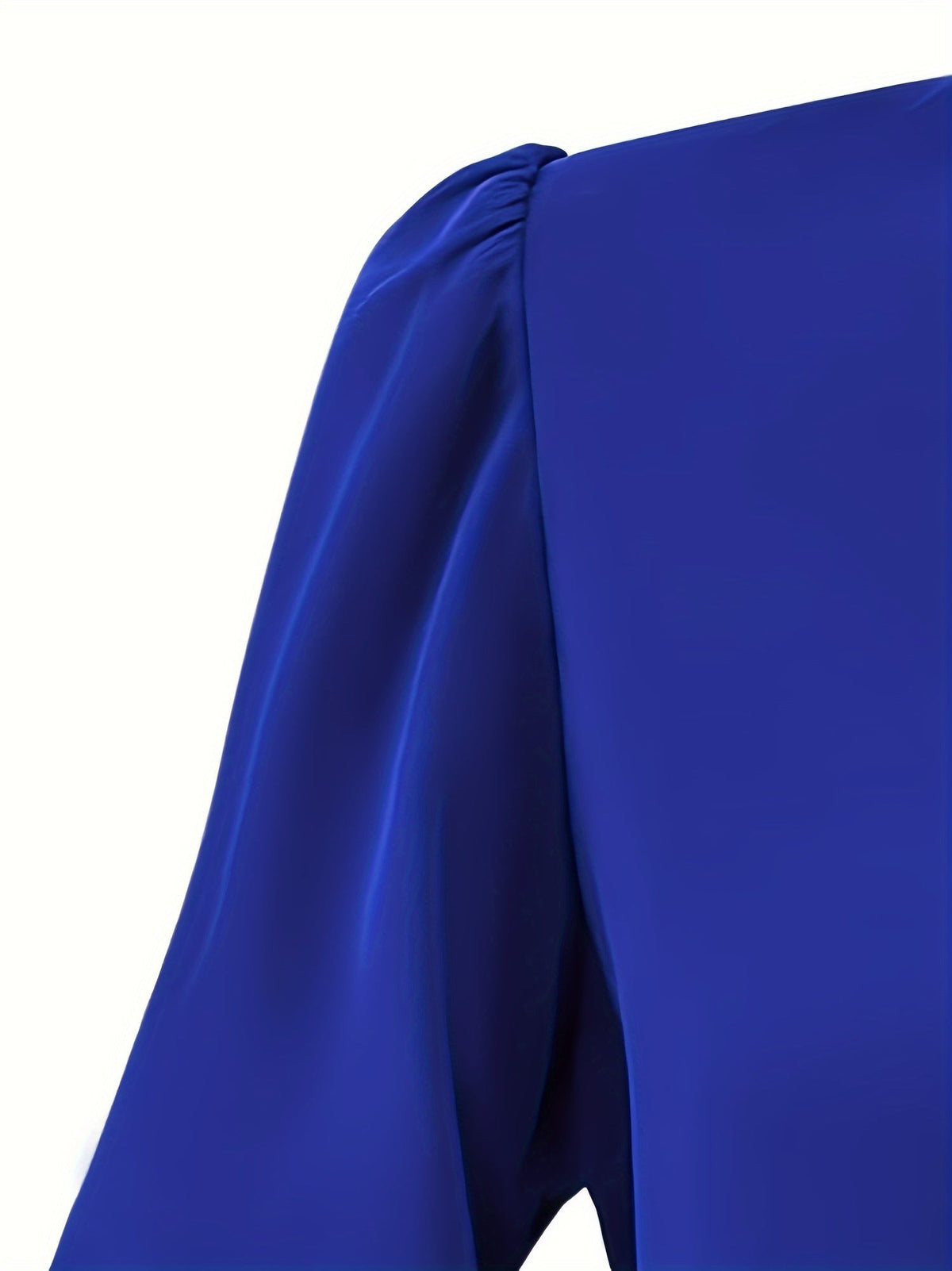 Solid V Neck Simple Blouse, Elegant Long Sleeve Ruched Blouse