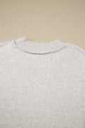 Light Grey Exposed Seam Detail Mock Neck Tee