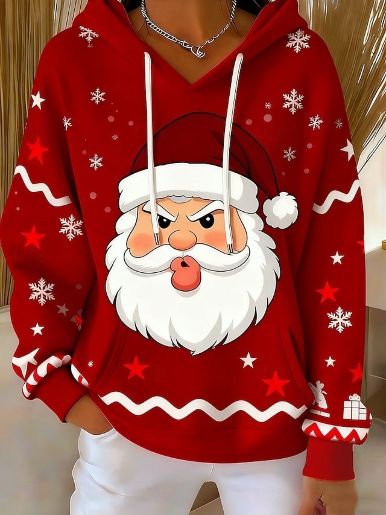 Christmas Grid Pullover Hoodie Sweatshirt
