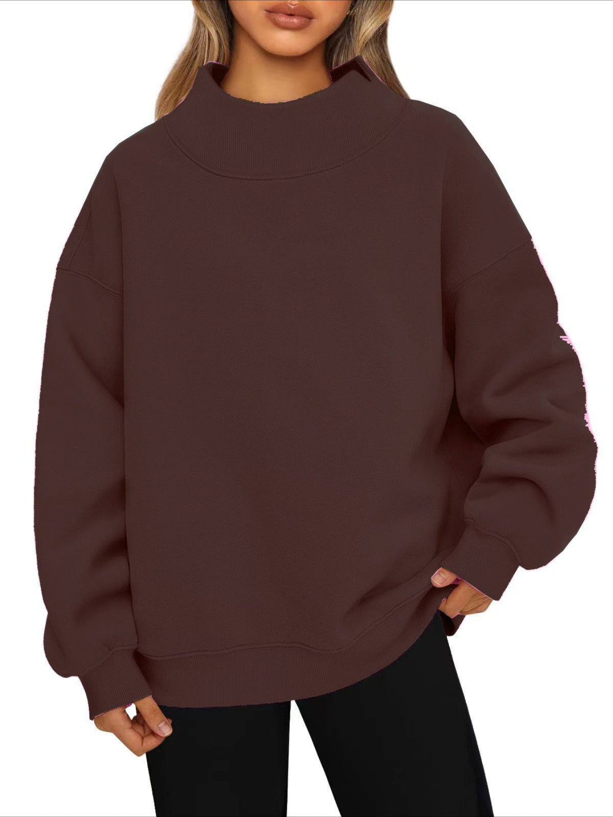 Oversized Mock Neck Drop Shoulder Sweatshirt