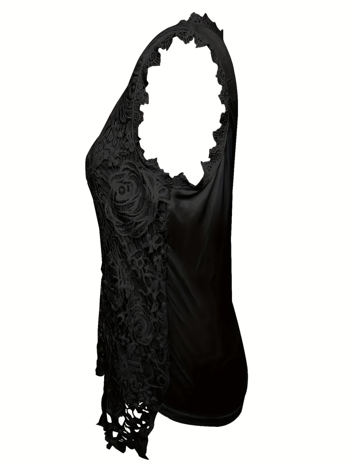 Sleeveless Lace Floral Square Neck Tank Top