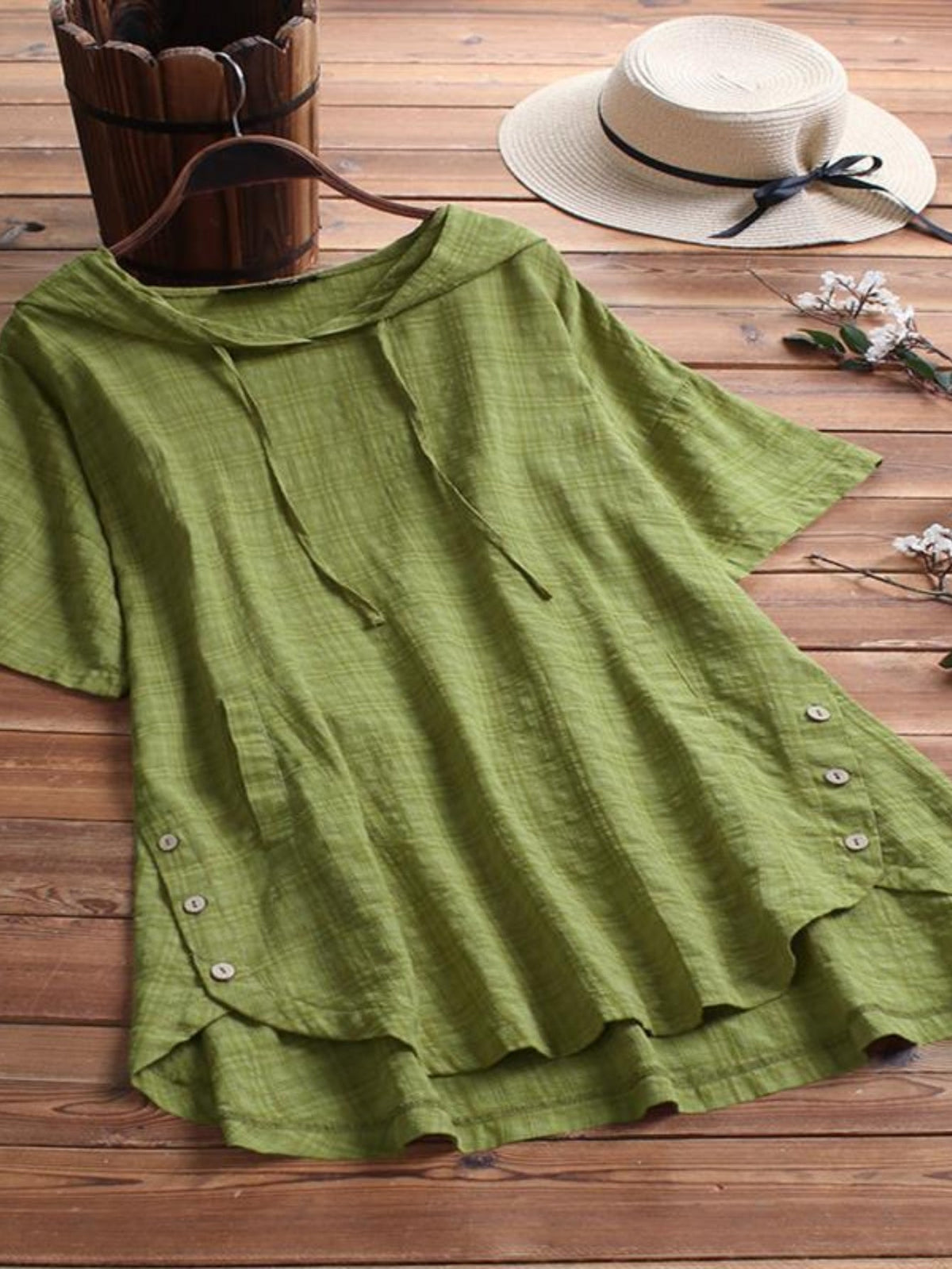 Elegant Hooded Plaid Blouse for Women - Long Sleeve Shirt with Drawstring Detail