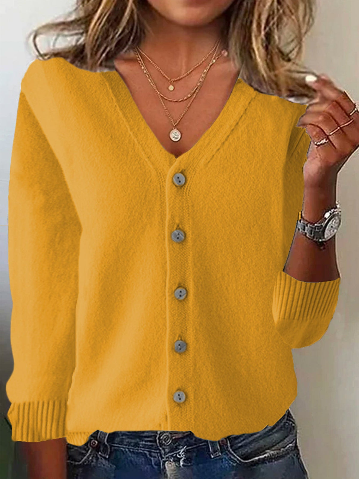 Casual Spring/Fall Plain Wool/Knitting Cardigan