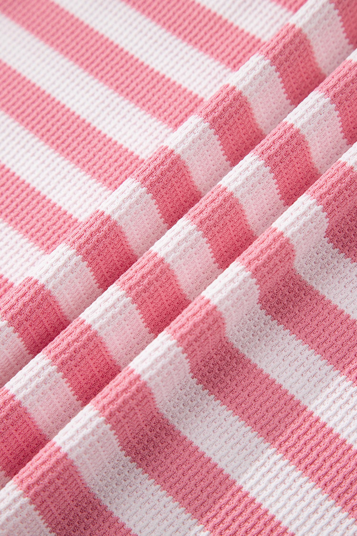 Pink Stripe Puff Short Sleeve T Shirt Matching Shorts Set