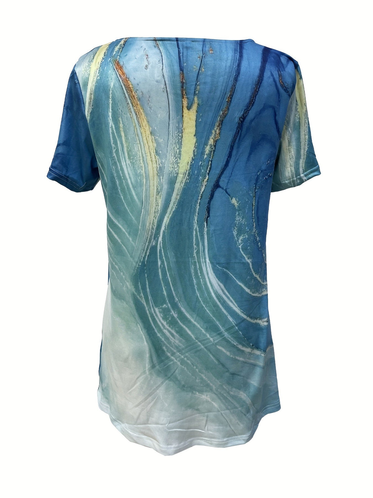 Casual T-shirt, Women's Allover Print Short Sleeve Round Neck Medium Stretch Tee