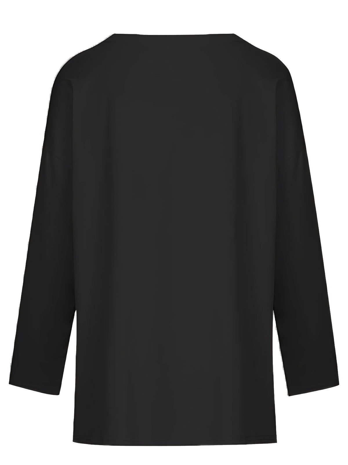 Women's Solid Color Oversized Tops, V-Neck Long Sleeve T-Shirts, Casual Loose Shirts