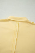 Yellow Cream Loose Polo Tee Elastic Waist 2pcs Short Set