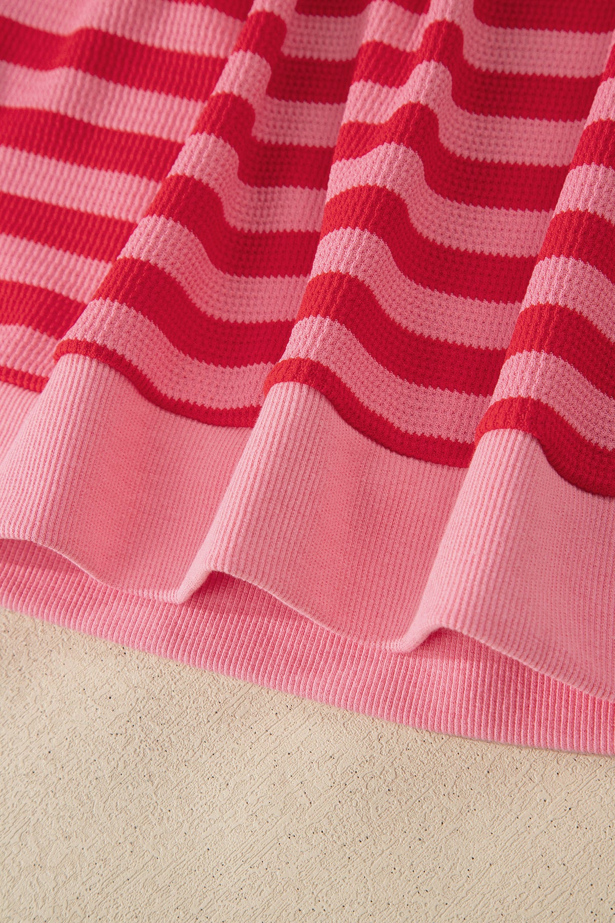 Red Stripe Puff Short Sleeve T Shirt Matching Shorts Set
