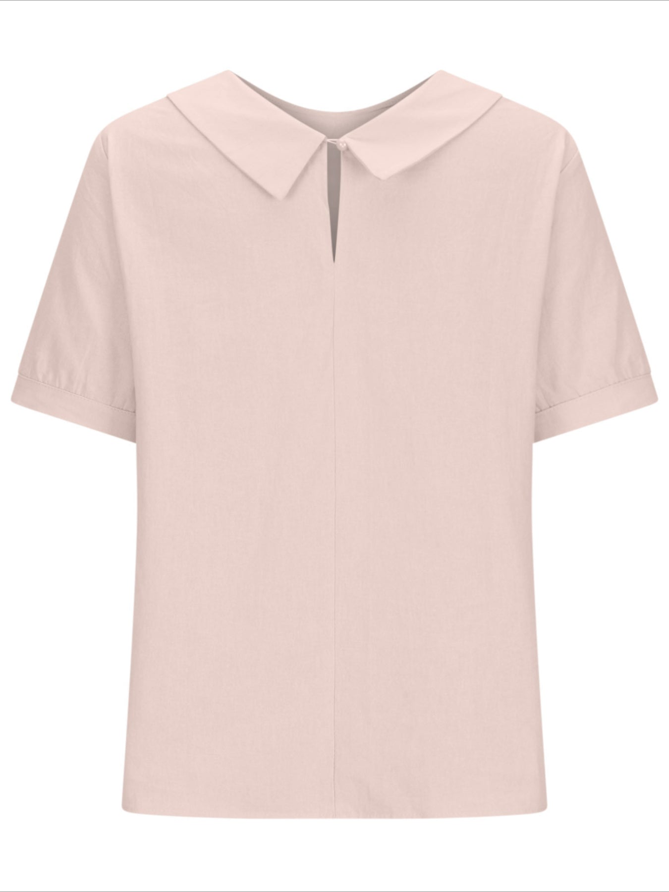 Solid Color Loose Lapel Short Sleeve Cotton Top
