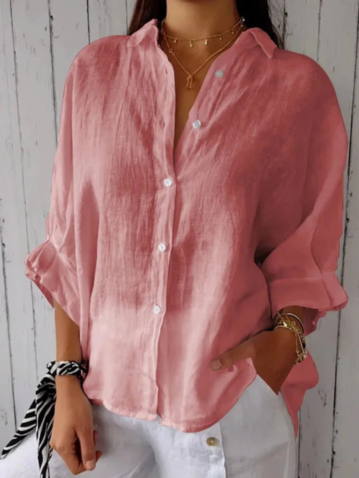 Cotton and Hemp Back Lace Design Shirt