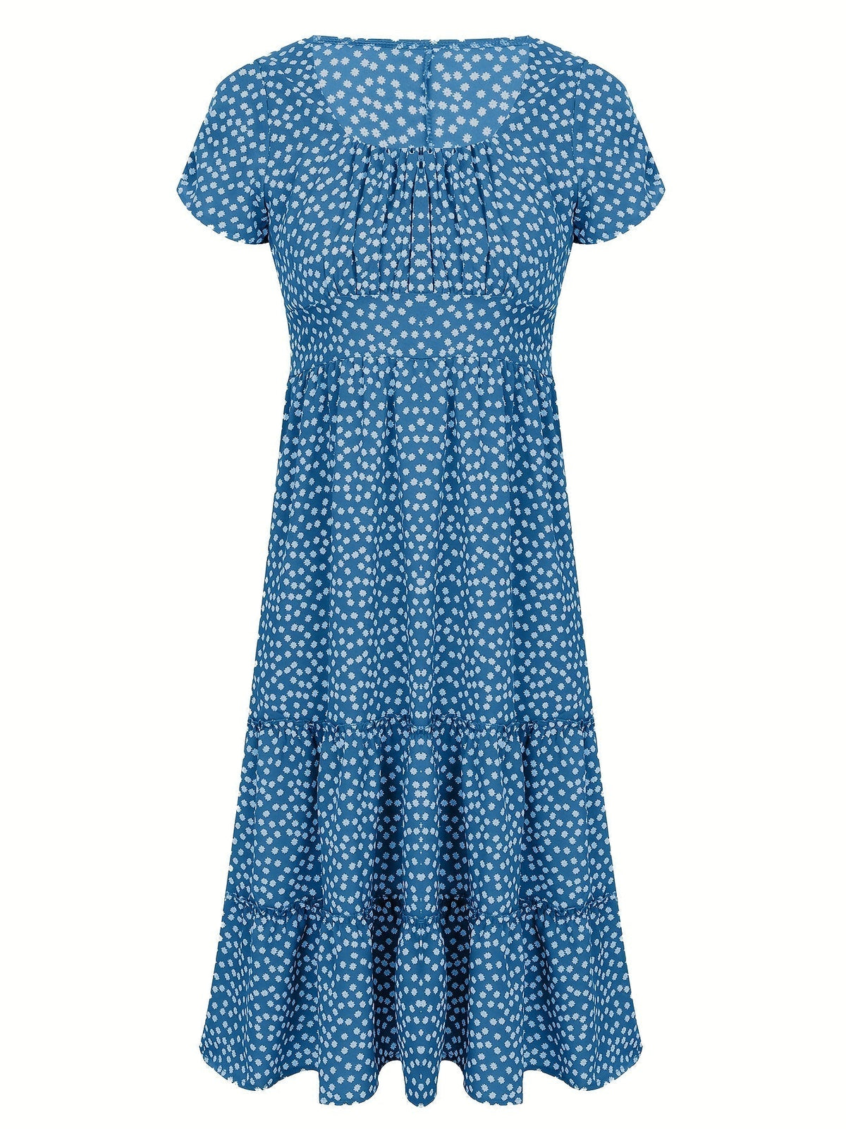 Polka Dot Ruffle Hem Dress, Casual Square Neck Short Sleeve Dress