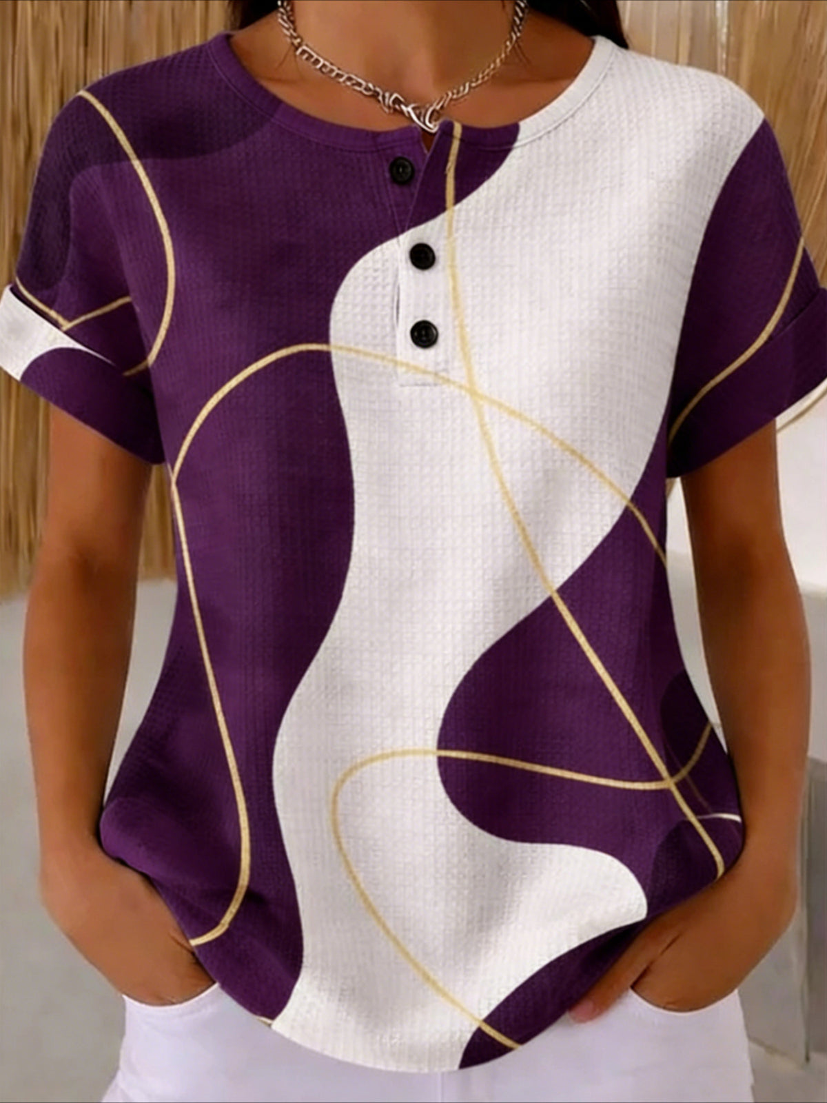 Loose Geometric Others Vintage T-Shirt