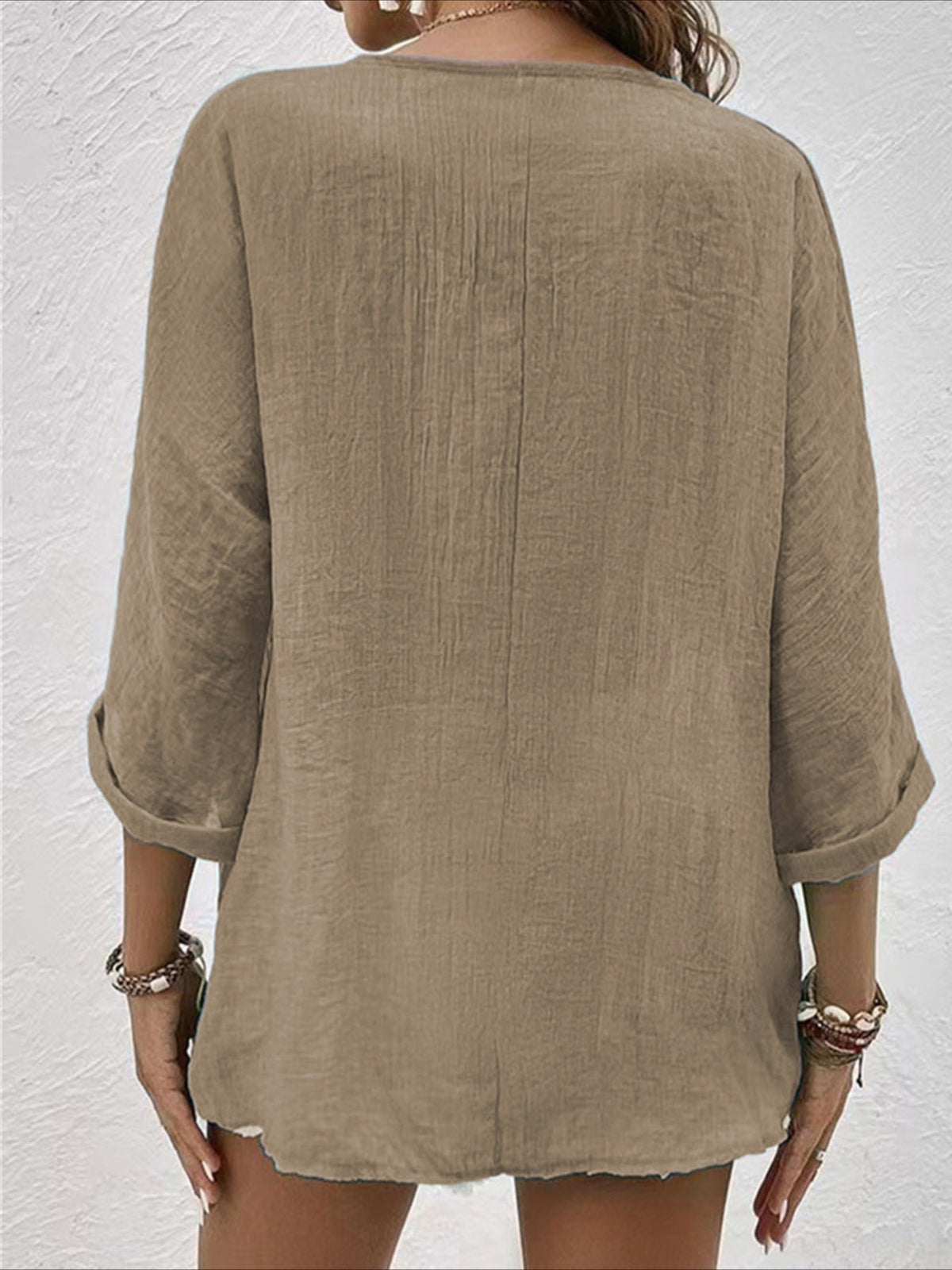 V-neck Pullover Short Sleeve Loose Shirt